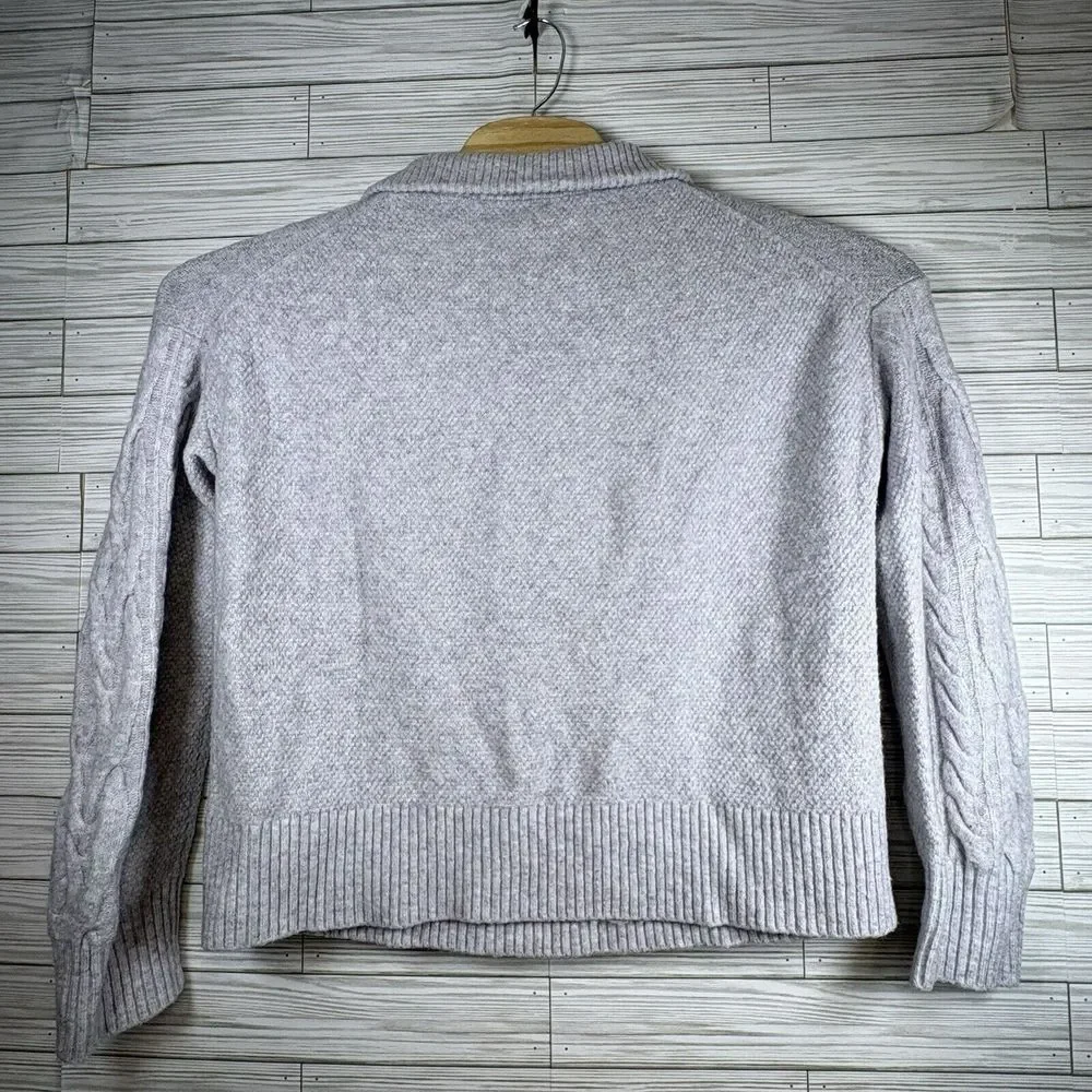 J. Crew Women's Cable Knit‎ 1/2 Zip Alpaca Wool Blend Pullover Sweater Med